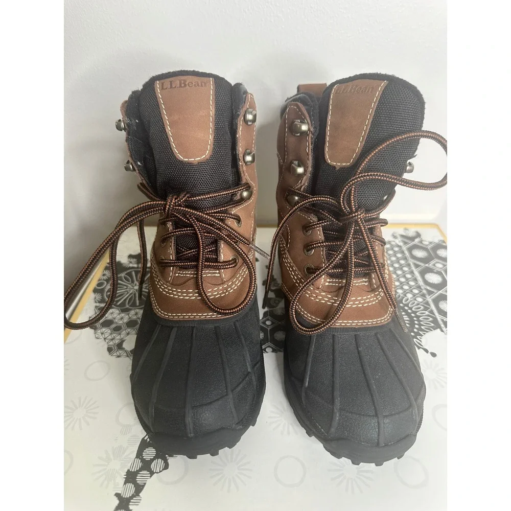 LL Bean Women's Insulated Waterproof Winter Snow Boots Brown Size 6.5 Medium‎